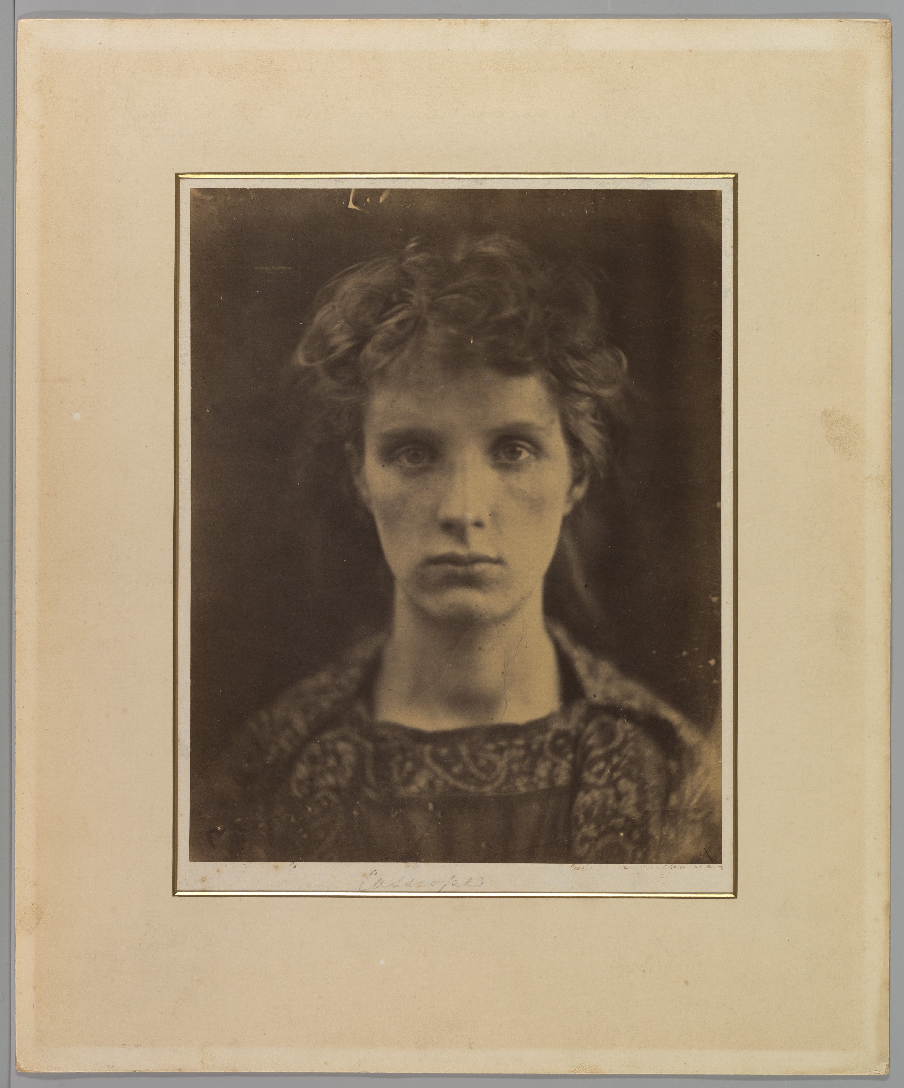 Julia Margaret Cameron's photograph Cassiopeia, 1866, Metropolitan Museum of Art, public domain, the mythological Vicar figure who watches and withholds action